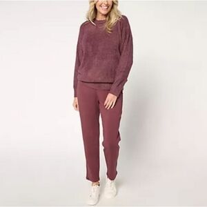 Barefoot Dreama Petite Lounge Straight Leg Pants Burgundy